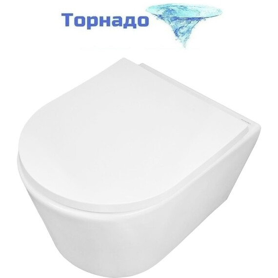 Унитаз подвесной безободковый Azario Velo AZ-1273WHD с быстросъемным сиденьем микролифт (система смыва Торнадо) - фото 