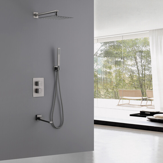 Душевая система для ванны с термостатом Abber Daheim AF8250NG, никель - фото 2