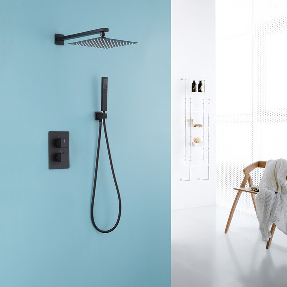Душевая система для душа с термостатом Abber Daheim AF8251B, чёрный матовый - фото 2