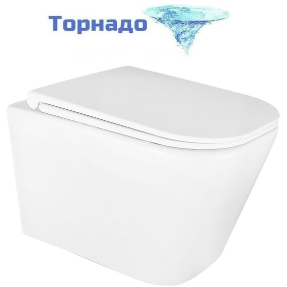 Унитаз подвесной безободковый Azario ESCONDA AZ-2805E с крышкой микролифт (Система смыва торнадо) - фото 