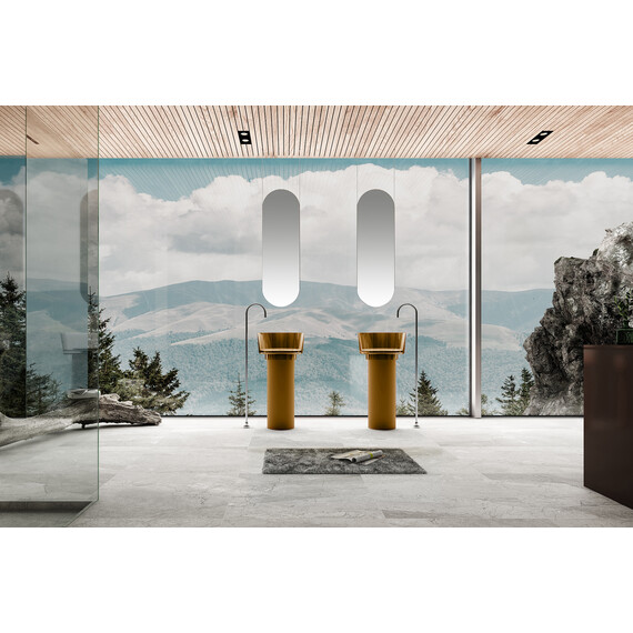 Раковина напольная прозрачная Abber Kristall 45 см AT2702Vesuvian, оливковый - фото 2