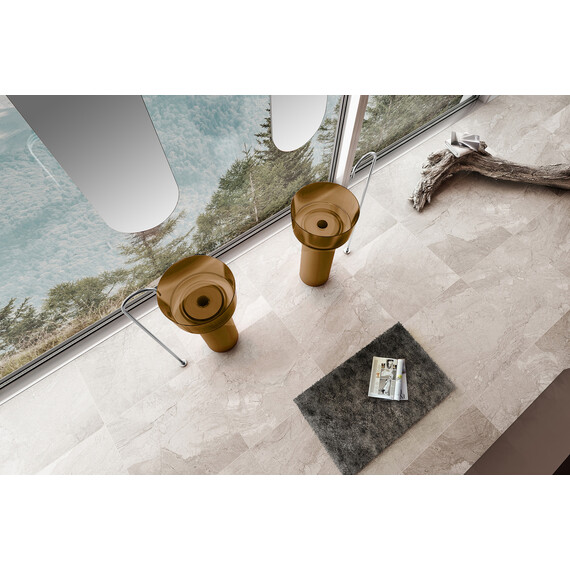 Раковина напольная прозрачная Abber Kristall 45 см AT2702Vesuvian, оливковый - фото 3