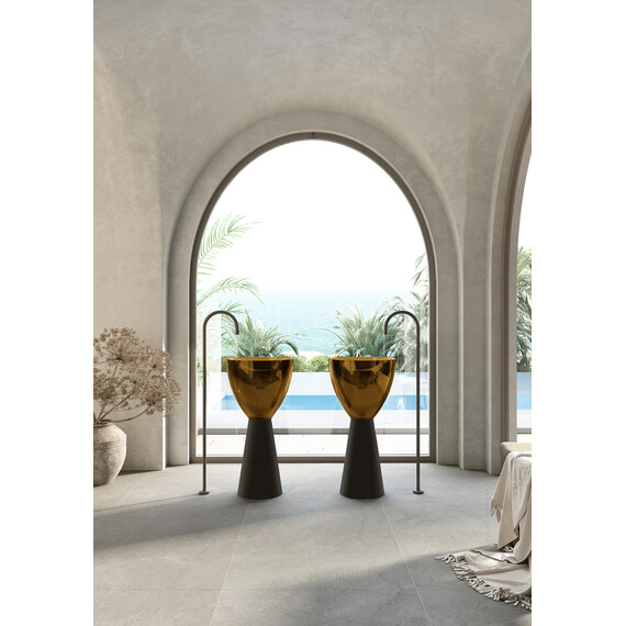 Раковина напольная прозрачная Abber Kristall 45 см AT2703Black-Vesuvian, черный/оливковый - фото 4