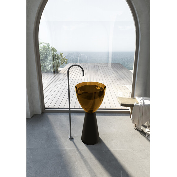 Раковина напольная прозрачная Abber Kristall 45 см AT2703Black-Vesuvian, черный/оливковый - фото 2