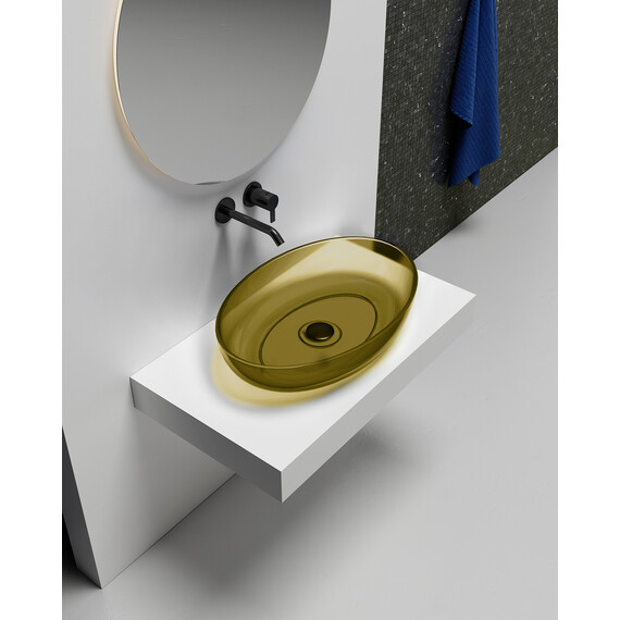 Раковина-чаша прозрачная Abber Kristall 60 см AT2801Vesuvian, оливковый - фото 2