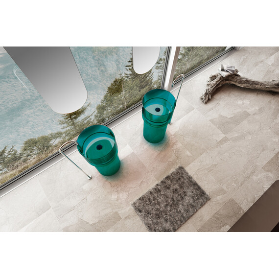 Раковина напольная прозрачная Abber Kristall 45 см AT2701Aquamarin-H, бирюзовый - фото 3