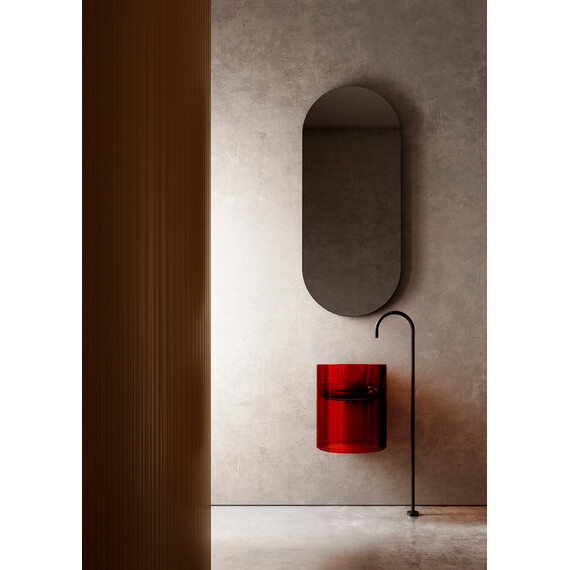 Раковина подвесная прозрачная Abber Kristall 42 см AT2704Rubin, красный - фото 2