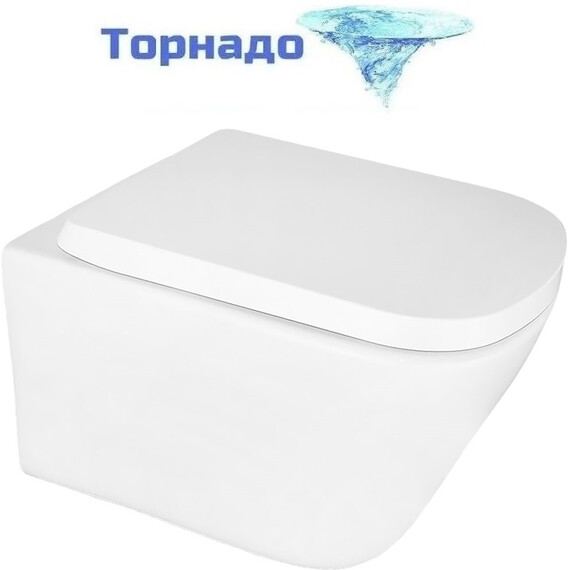 Унитаз подвесной безободковый Azario Vesper AZ-1373WH с тонкой крышкой микролифт (Система смыва торнадо) - фото 