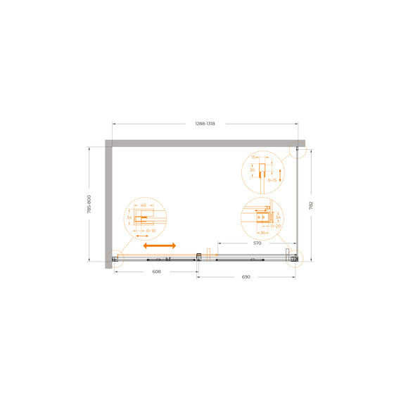 Душевое ограждение Cezares 130x80 см PLANE-AH-1-130/80-C-CR, хром/прозрачное - фото 5