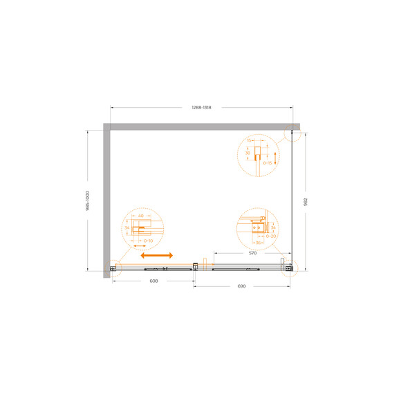 Душевое ограждение Cezares 130x100 см PLANE-AH-1-130/100-C-GM, оружейная сталь/прозрачное - фото 5