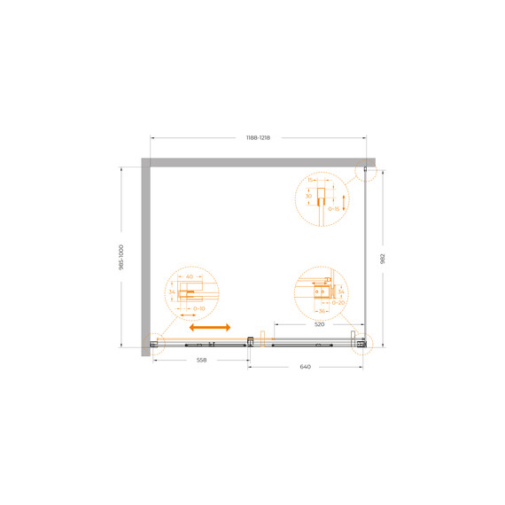 Душевое ограждение Cezares 120x100 см PLANE-AH-1-120/100-C-BORO, брашированное золото/прозрачное - фото 5