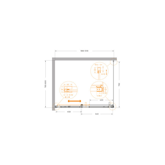 Душевое ограждение Cezares 100x80 см PLANE-AH-1-100/80-C-BORO, брашированное золото/прозрачное - фото 5