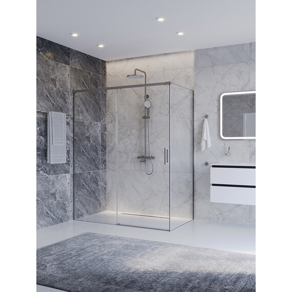 Душевое ограждение Cezares 150x90 см PLANE-AH-1-150/90-C-IN, сатин/прозрачное - фото 