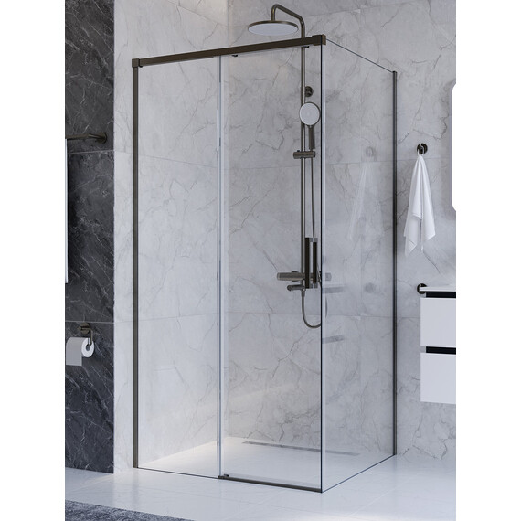 Душевое ограждение Cezares 100x80 см PLANE-AH-1-100/80-C-GM, оружейная сталь/прозрачное - фото 3