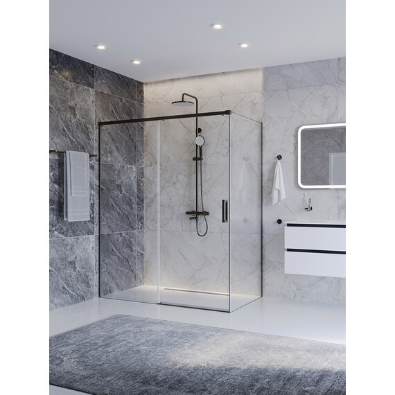 Душевое ограждение Cezares 150x100 см PLANE-AH-1-150/100-C-GM, оружейная сталь/прозрачное - фото 