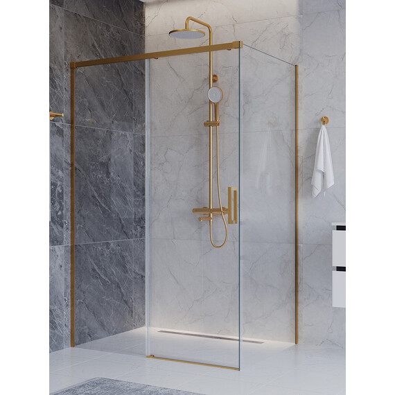 Душевое ограждение Cezares 140x80 см PLANE-AH-1-140/80-C-BORO, брашированное золото/прозрачное - фото 3