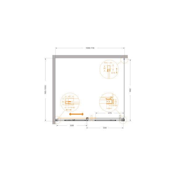Душевое ограждение Cezares 110x100 см PLANE-AH-1-110/100-C-CR, хром/прозрачное - фото 5