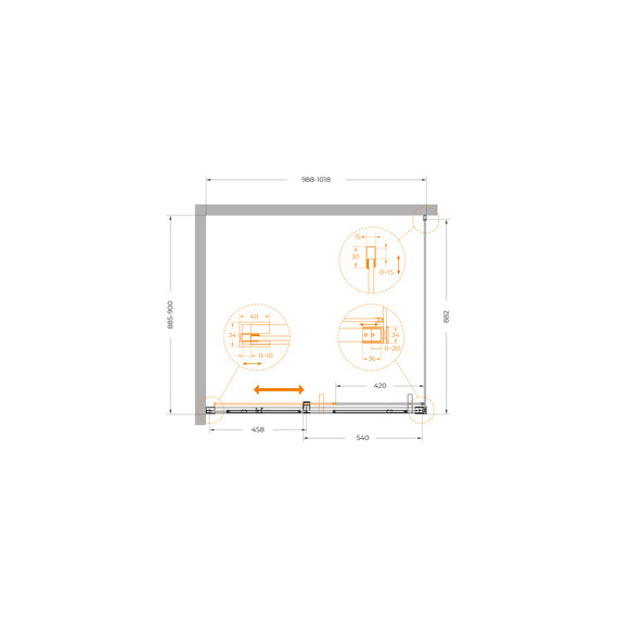 Душевое ограждение Cezares 100x90 см PLANE-AH-1-100/90-C-GM, оружейная сталь/прозрачное - фото 5