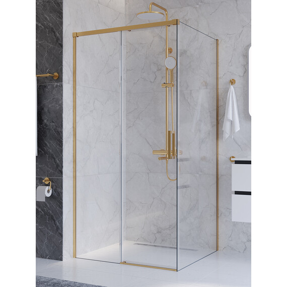 Душевое ограждение Cezares 100x90 см PLANE-AH-1-100/90-C-BORO, брашированное золото/прозрачное - фото 3