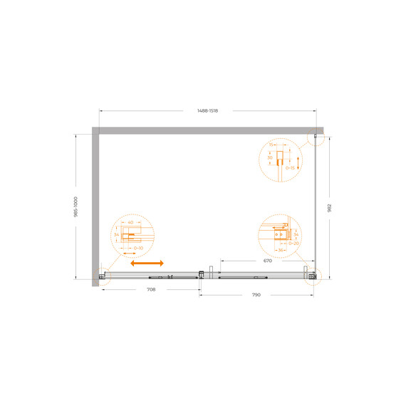 Душевое ограждение Cezares 150x100 см PLANE-AH-1-150/100-C-CR, хром/прозрачное - фото 5