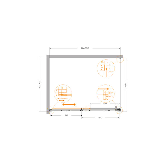 Душевое ограждение Cezares 120x90 см PLANE-AH-1-120/90-C-IN, сатин/прозрачное - фото 4