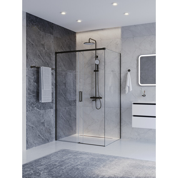 Душевое ограждение Cezares 110x80 см PLANE-AH-1-110/80-C-GM, оружейная сталь/прозрачное - фото 2