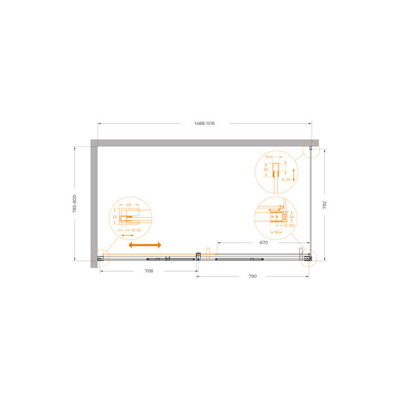 Душевое ограждение Cezares 150x80 см PLANE-AH-1-150/80-C-GM, оружейная сталь/прозрачное - фото 5