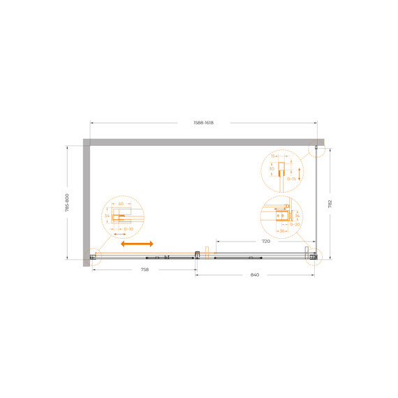 Душевое ограждение Cezares 160x80 см PLANE-AH-1-160/80-C-BORO, брашированное золото/прозрачное - фото 5