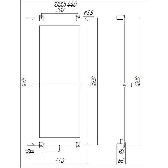 Полотенцесушитель электрический Allen Brau Infinity П1 290x1000 мм (с рейлингом) 305019, чёрный - фото 2