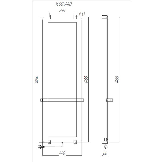 Полотенцесушитель электрический Allen Brau Infinity П1 290x1400 мм (с рейлингом 2.0) 325660, чёрный - фото 2