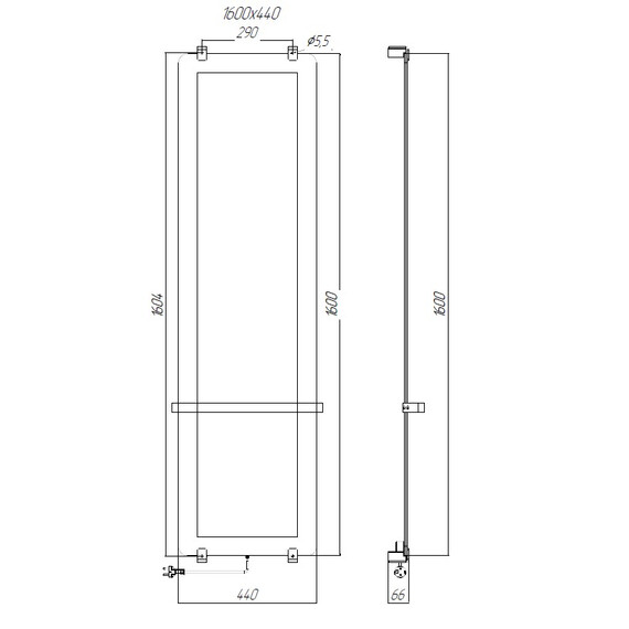 Полотенцесушитель электрический Allen Brau Infinity П1 290x1600 мм (с рейлингом 2.0) 325647, серебро - фото 3