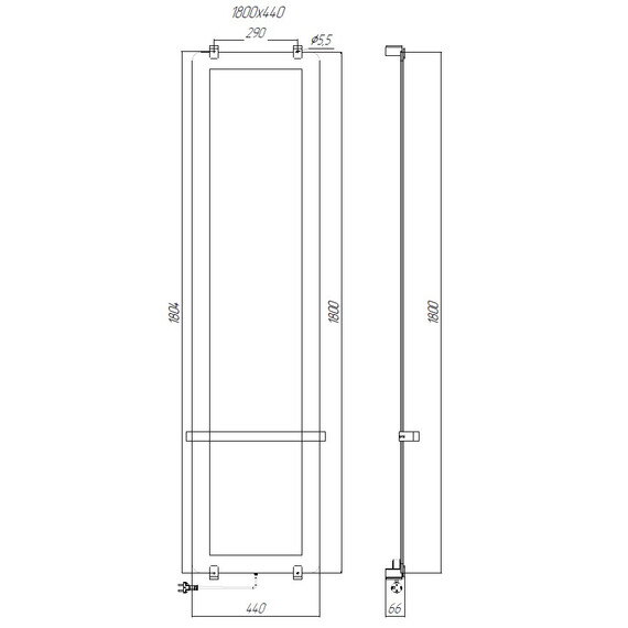 Полотенцесушитель электрический Allen Brau Infinity П1 290x1800 мм (с рейлингом) 288923, серебро - фото 3