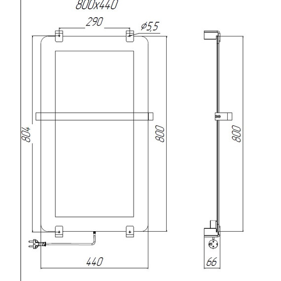Полотенцесушитель электрический Allen Brau Infinity П2 290x800 мм (с рейлингом 2.0) 325636, чёрный - фото 3