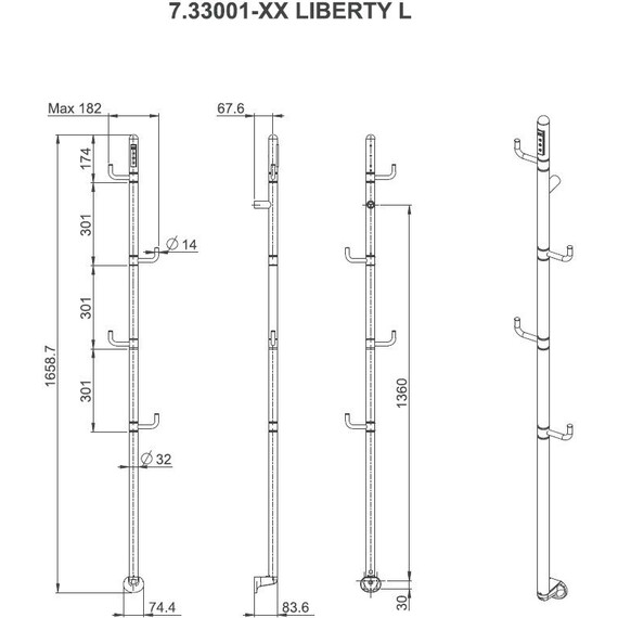 Полотенцесушитель электрический Allen Brau Liberty 182x1659 мм 7.33001-31, чёрный - фото 2