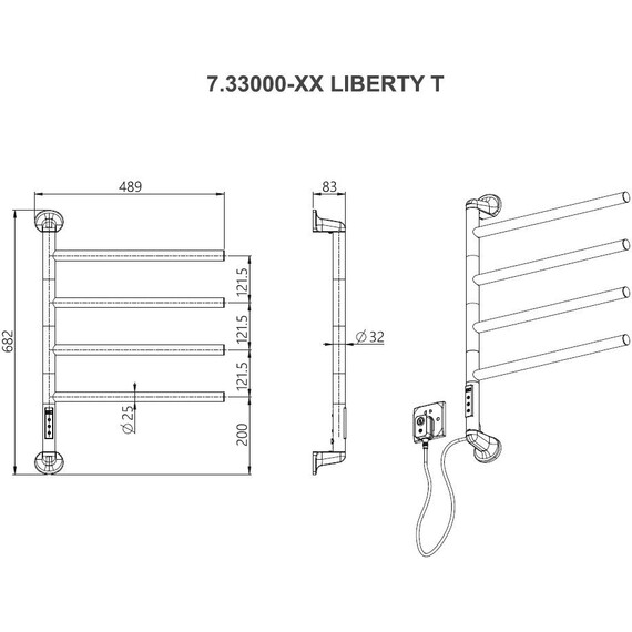 Полотенцесушитель электрический Allen Brau Liberty П4 489x683 мм 7.33000-BN, никель - фото 2