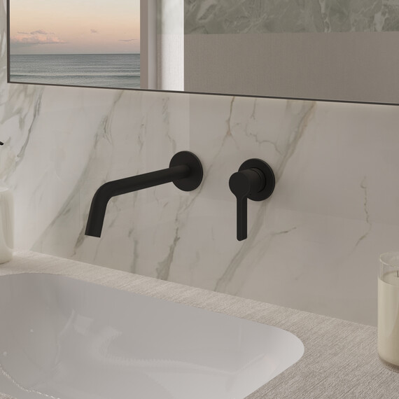 Смеситель для раковины настенный Vincea Villa VBFW-1VL1MB (со скрытой частью) чёрный - фото 2