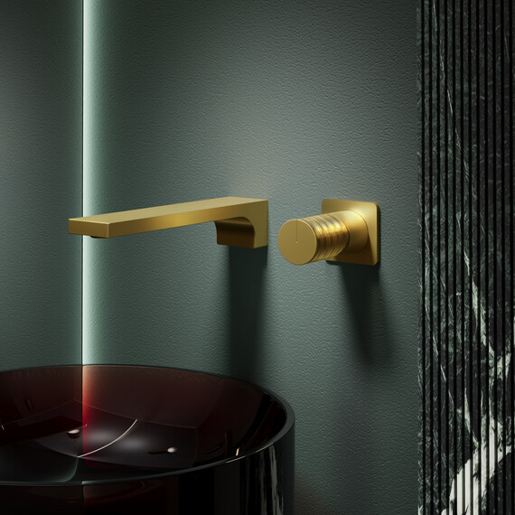 Смеситель для раковины настенный Vincea Domus VBFW-5DM01BG (со скрытой частью) брашированное золото - фото 2