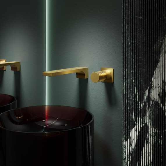 Смеситель для раковины настенный Vincea Domus VBFW-5DM01BG (со скрытой частью) брашированное золото - фото 3