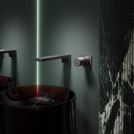 Смеситель для раковины настенный Vincea Domus VBFW-5DM01GM (со скрытой частью) вороненая сталь - фото 3