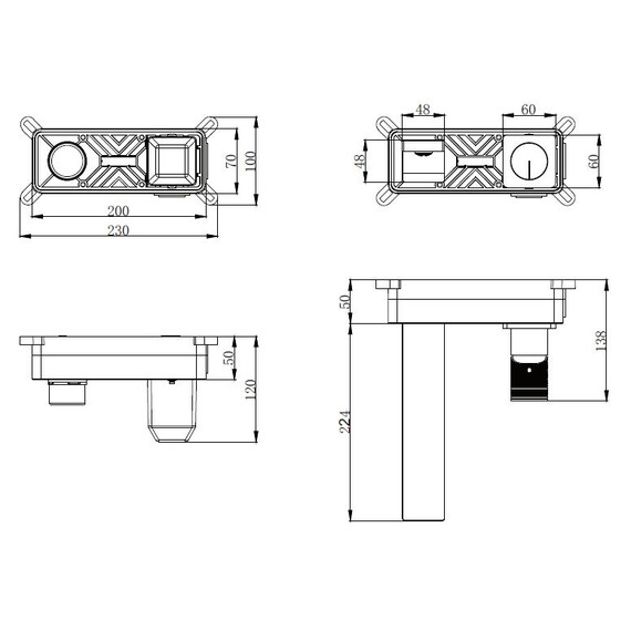 Смеситель для раковины настенный Vincea Domus VBFW-5DM01GM (со скрытой частью) вороненая сталь - фото 4