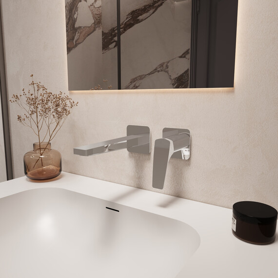 Смеситель для раковины настенный Vincea Puro VBFW-5P01CH (со скрытой частью) - фото 2