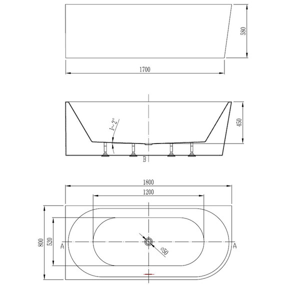Ванна акриловая Vincea 180x80 см VBT-402-1800L - фото 5