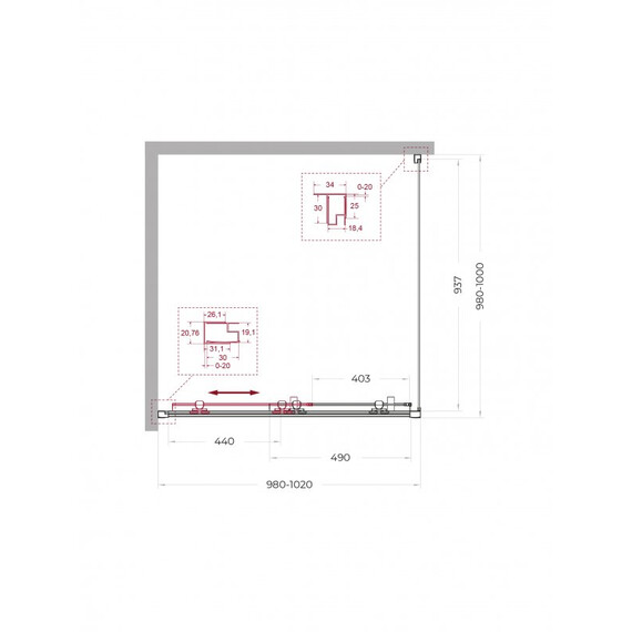 Душевое ограждение BelBagno 100x100 см UNO-195-A-1-100-C-Cr, хром/прозрачное - фото 2