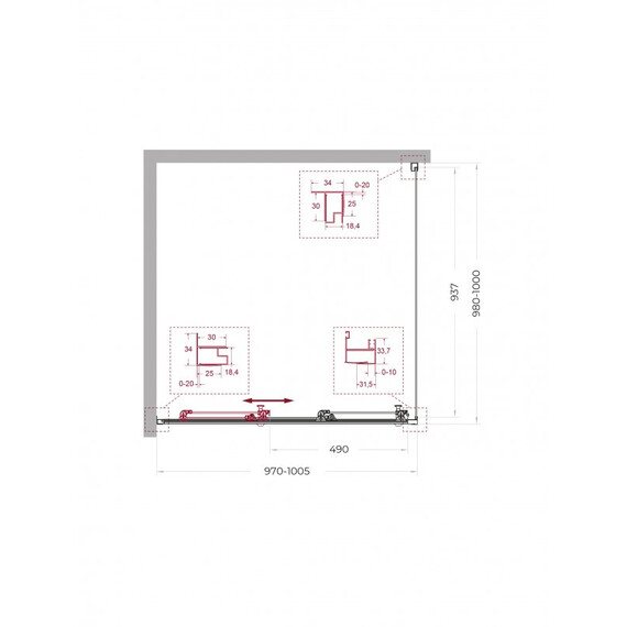 Душевое ограждение BelBagno 100x100 см UNO-195-AF-31-100-C-Cr, хром/прозрачное - фото 2