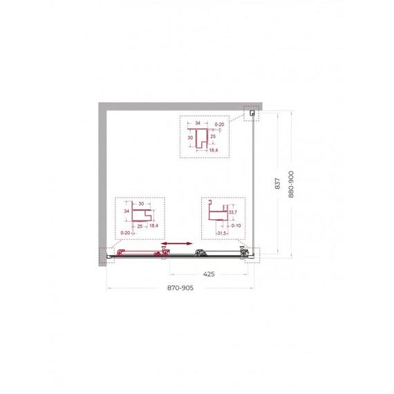 Душевое ограждение BelBagno 90x90 см UNO-195-AF-31-90-C-NERO, чёрный матовый/прозрачное - фото 2