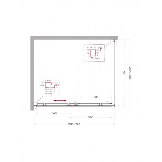 Душевое ограждение BelBagno 120x100 см UNO-195-AH-1-120/100-C-NERO, чёрный матовый/прозрачное - фото 2