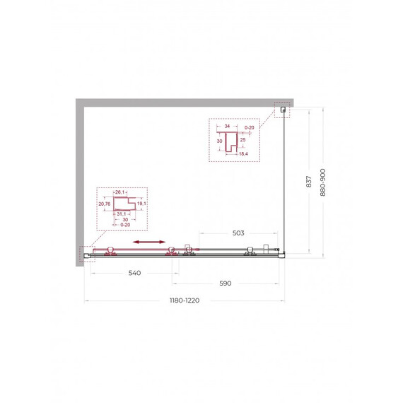 Душевое ограждение BelBagno 120x90 см UNO-195-AH-1-120/90-P-NERO, чёрный матовый/матовое - фото 2