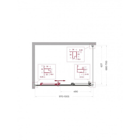 Душевое ограждение BelBagno 100x70 см UNO-195-AHF-31-100/70-C-NERO, чёрный матовый/прозрачное - фото 2