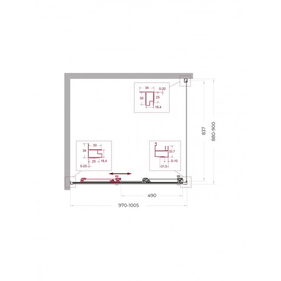 Душевое ограждение BelBagno 100x90 см UNO-195-AHF-31-100/90-P-NERO, чёрный матовый/матовое - фото 2