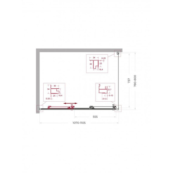 Душевое ограждение BelBagno 110x80 см UNO-195-AHF-31-110/80-C-Cr, хром/прозрачное - фото 2
